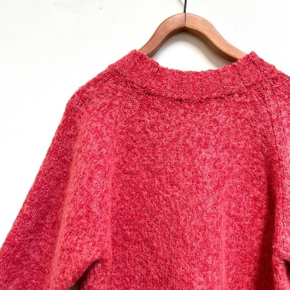 Vintage 90s Wool Blend Cable Knit Memphis Jones Pink Red Sweater, Size Large - Picture 7 of 12